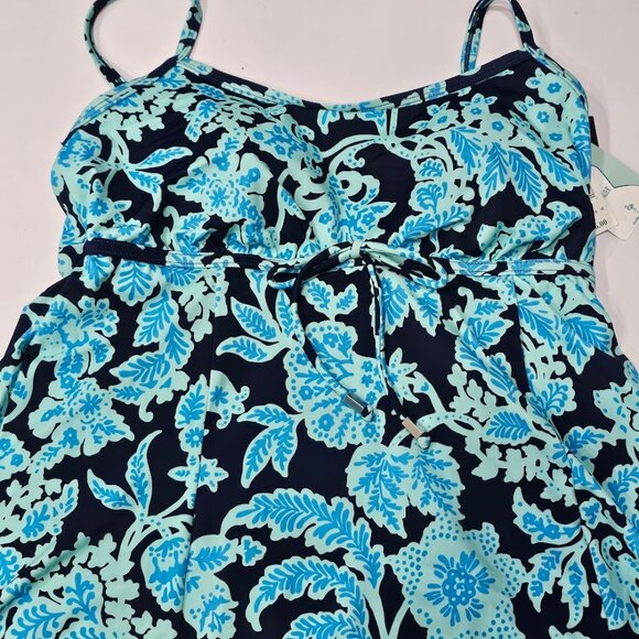 Swim Solutions Printed Empire Tummy-Control Swim Dress - Picture 8 of 12
